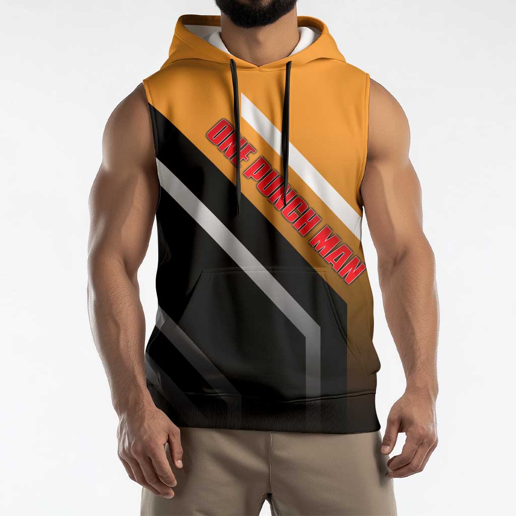 Genos One Punch Man Sleeveless Hoodie with Cyborg Arms and Dynamic Battle Pose Design - The Mazicc