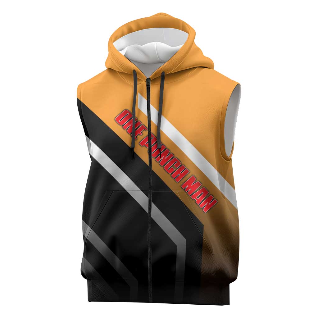 Genos One Punch Man Sleeveless Zip Hoodie with Cyborg Arms and Dynamic Battle Pose Design - The Mazicc