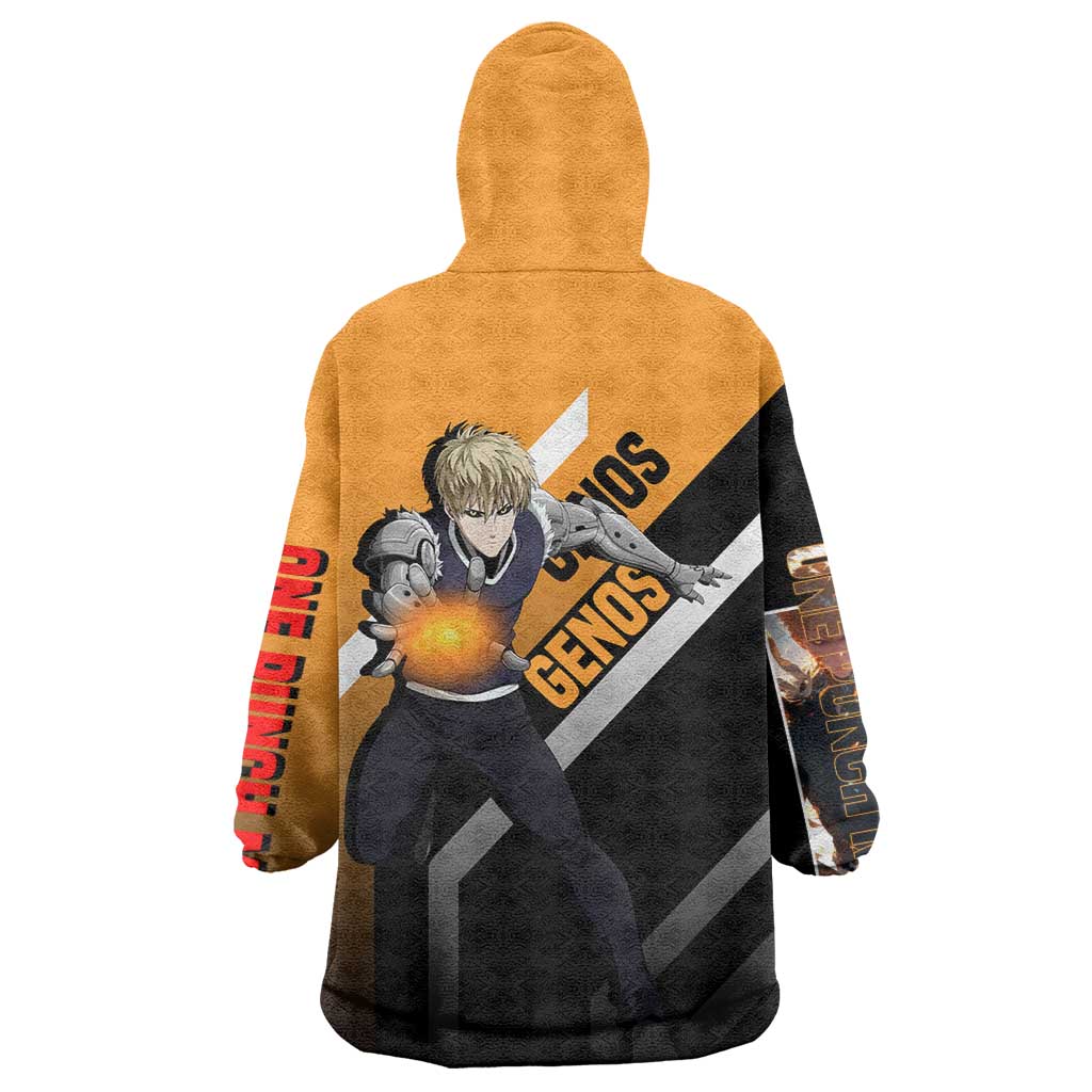 Genos One Punch Man Wearable Blanket Hoodie with Cyborg Arms and Dynamic Battle Pose Design - The Mazicc
