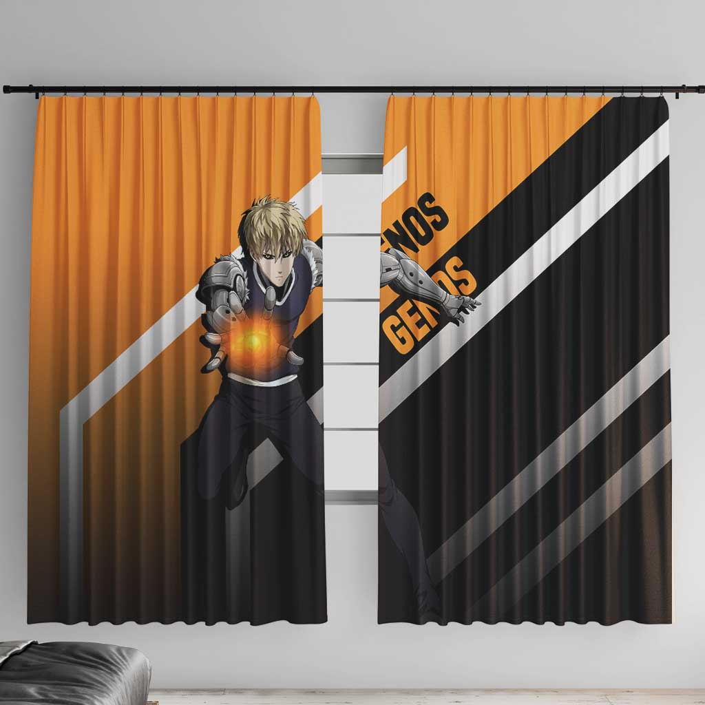 Genos One Punch Man Window Curtain with Cyborg Arms and Dynamic Battle Pose Design - The Mazicc