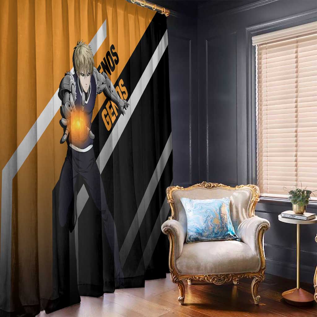 Genos One Punch Man Window Curtain with Cyborg Arms and Dynamic Battle Pose Design - The Mazicc