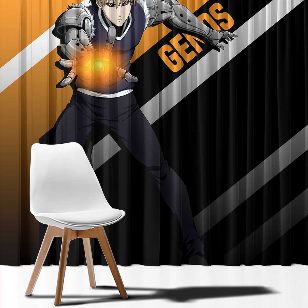 Genos One Punch Man Window Curtain with Cyborg Arms and Dynamic Battle Pose Design - The Mazicc
