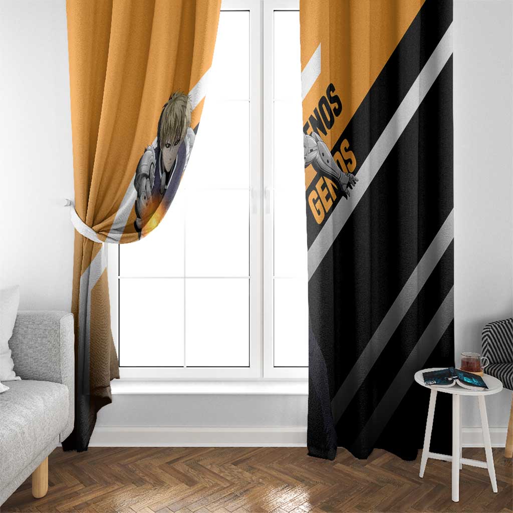 Genos One Punch Man Window Curtain with Cyborg Arms and Dynamic Battle Pose Design - The Mazicc