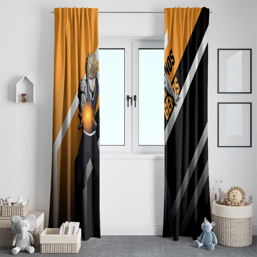 Genos One Punch Man Window Curtain with Cyborg Arms and Dynamic Battle Pose Design - The Mazicc
