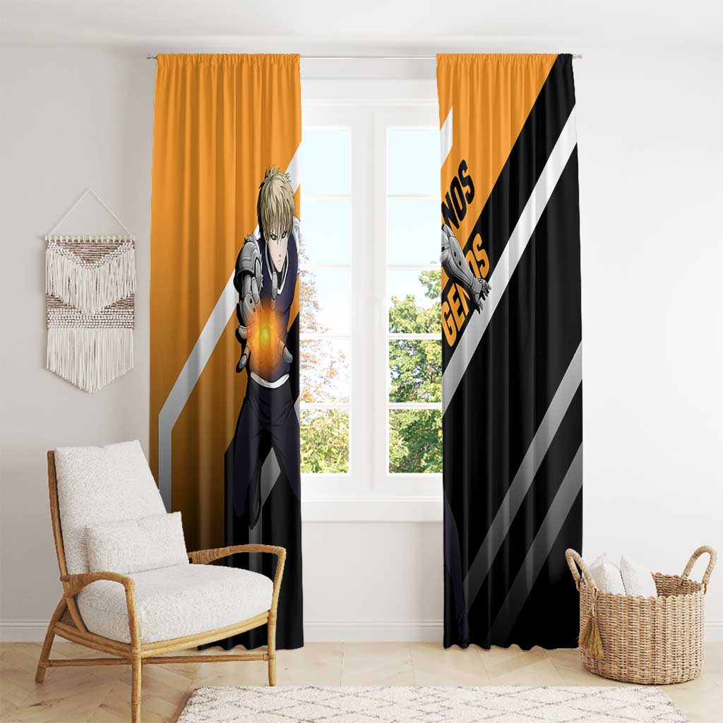 Genos One Punch Man Window Curtain with Cyborg Arms and Dynamic Battle Pose Design - The Mazicc