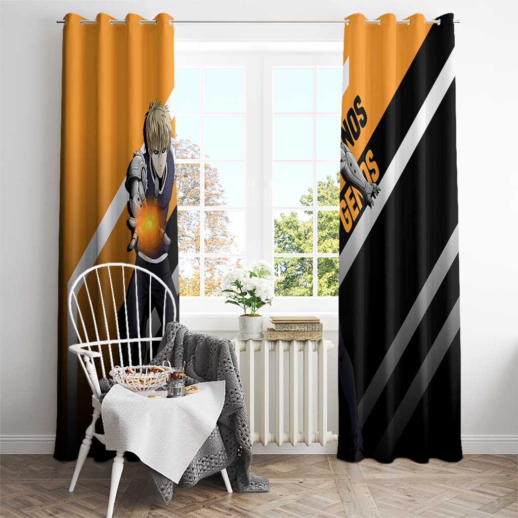 Genos One Punch Man Window Curtain with Cyborg Arms and Dynamic Battle Pose Design - The Mazicc