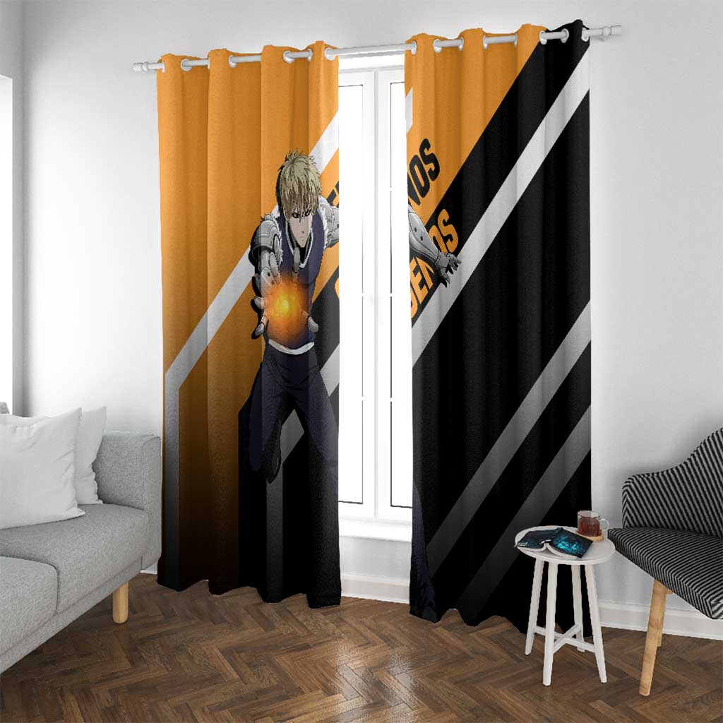 Genos One Punch Man Window Curtain with Cyborg Arms and Dynamic Battle Pose Design - The Mazicc