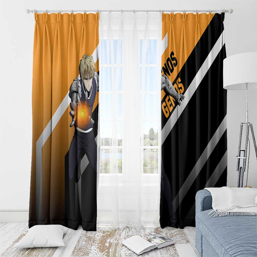 Genos One Punch Man Window Curtain with Cyborg Arms and Dynamic Battle Pose Design - The Mazicc