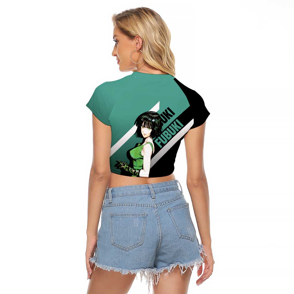 Fubuki One Punch Man Raglan Cropped T Shirt with Psychic Powers and Stylish Battle Pose Design - The Mazicc