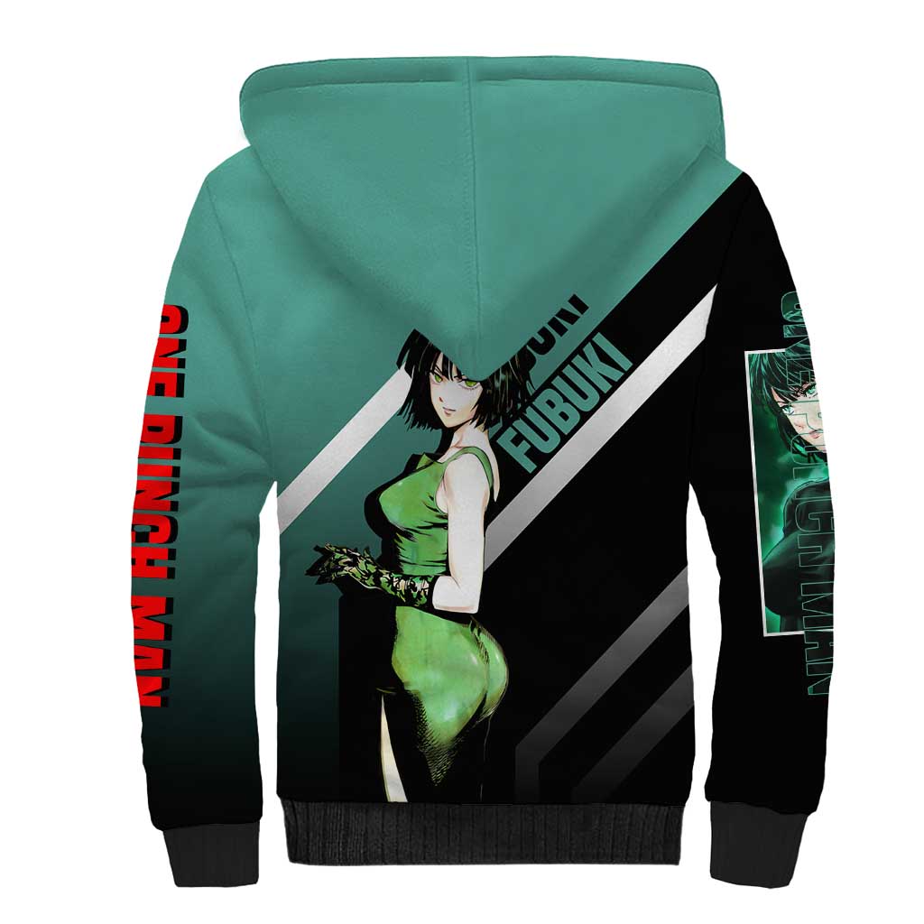 Fubuki One Punch Man Sherpa Hoodie with Psychic Powers and Stylish Battle Pose Design - The Mazicc