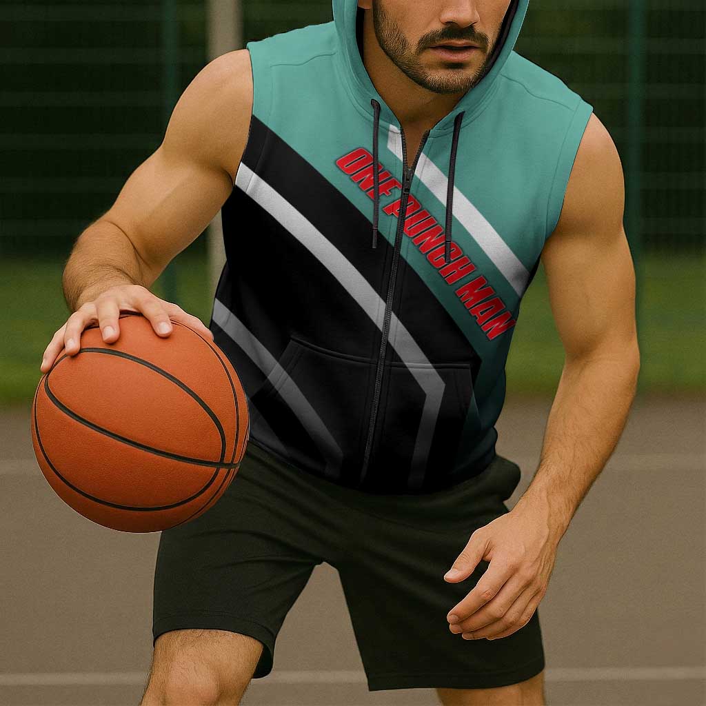 Fubuki One Punch Man Sleeveless Zip Hoodie with Psychic Powers and Stylish Battle Pose Design - The Mazicc