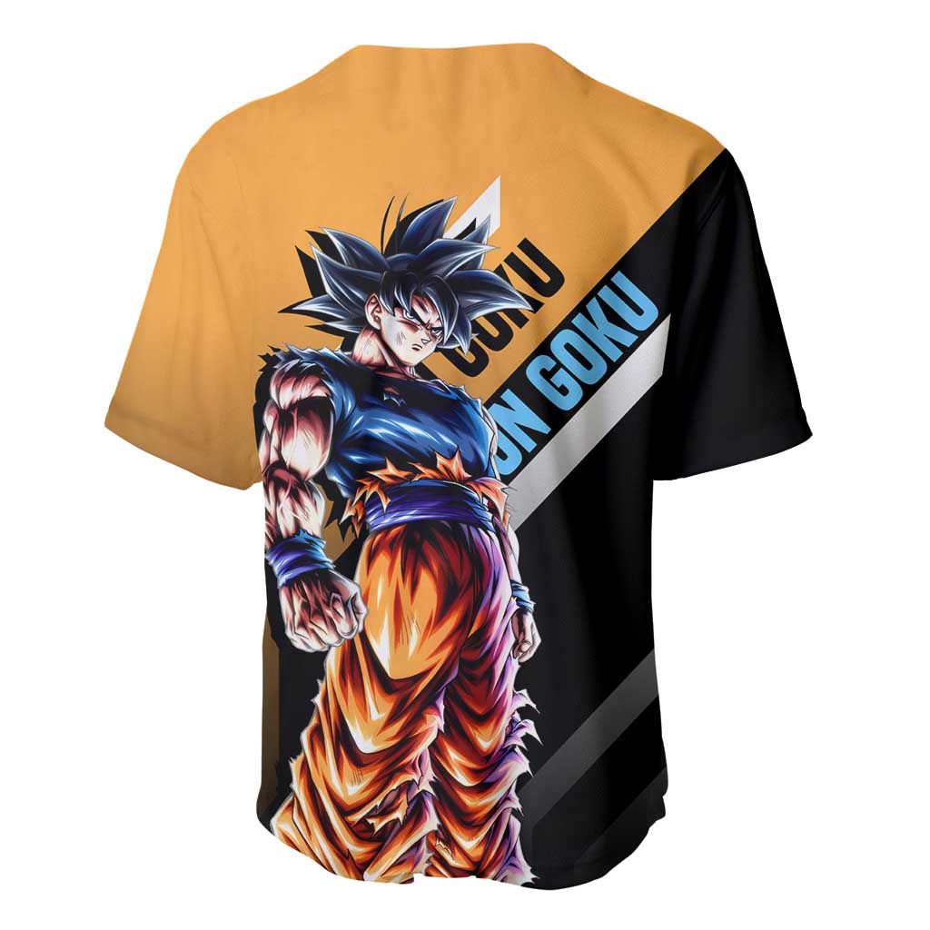 Son Goku Dragon Ball Baseball Jersey with Orange Gi and Power-Up Pose Design - The Mazicc