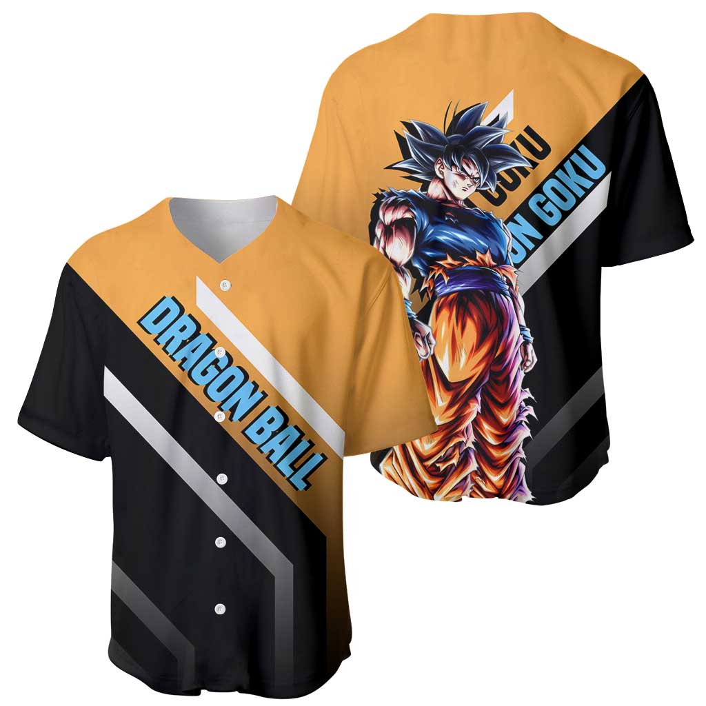 Son Goku Dragon Ball Baseball Jersey with Orange Gi and Power-Up Pose Design - The Mazicc