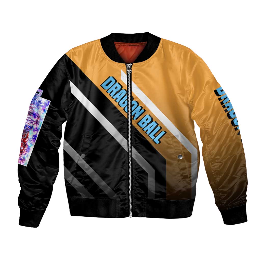 Son Goku Dragon Ball Bomber Jacket with Orange Gi and Power-Up Pose Design - The Mazicc