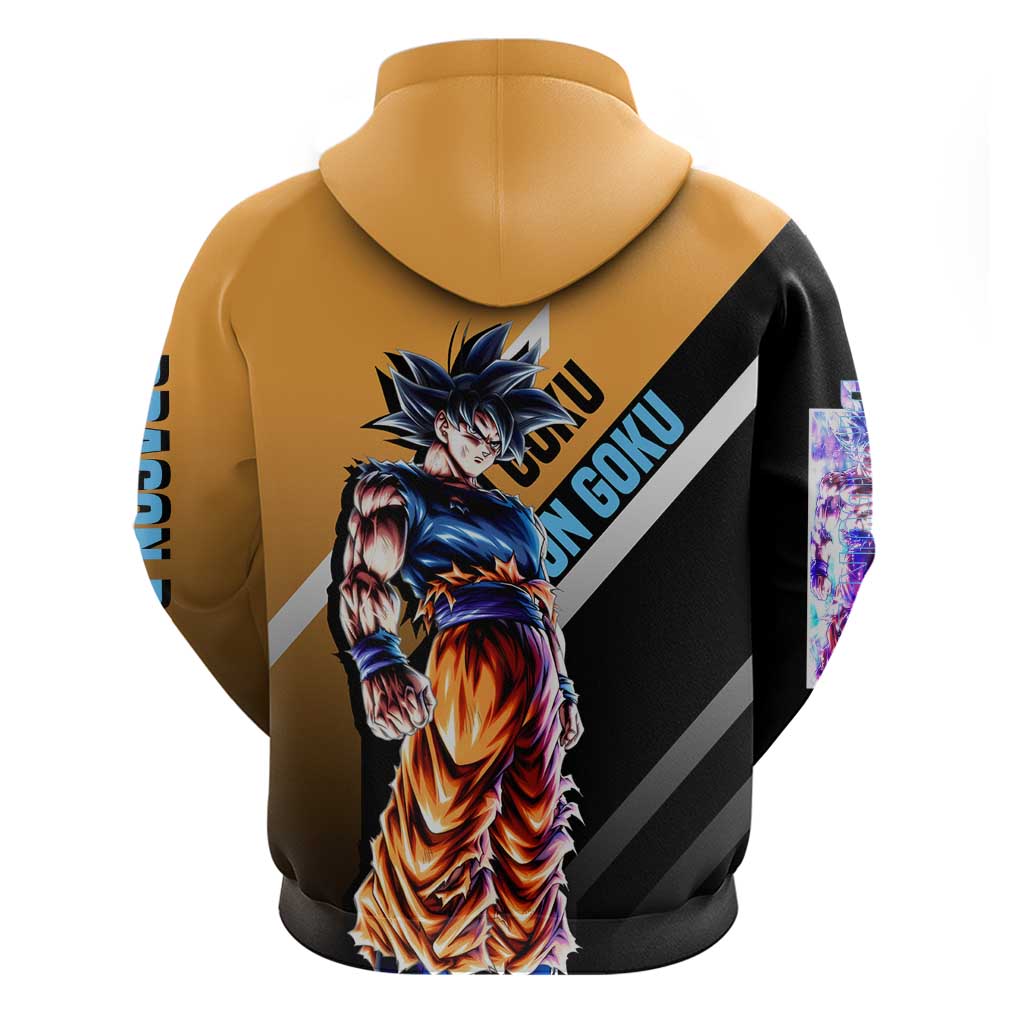 Son Goku Dragon Ball Hoodie with Orange Gi and Power-Up Pose Design - The Mazicc