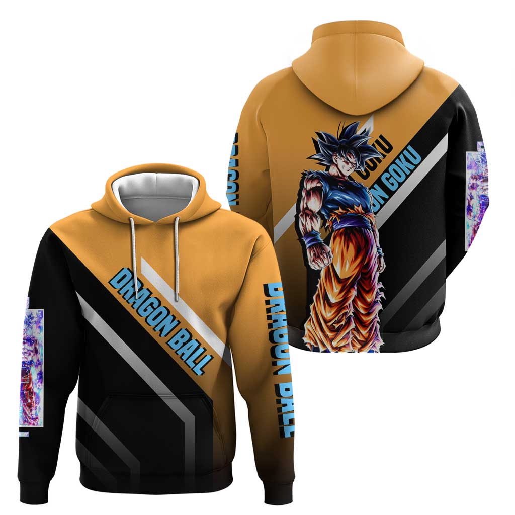 Son Goku Dragon Ball Hoodie with Orange Gi and Power-Up Pose Design - The Mazicc