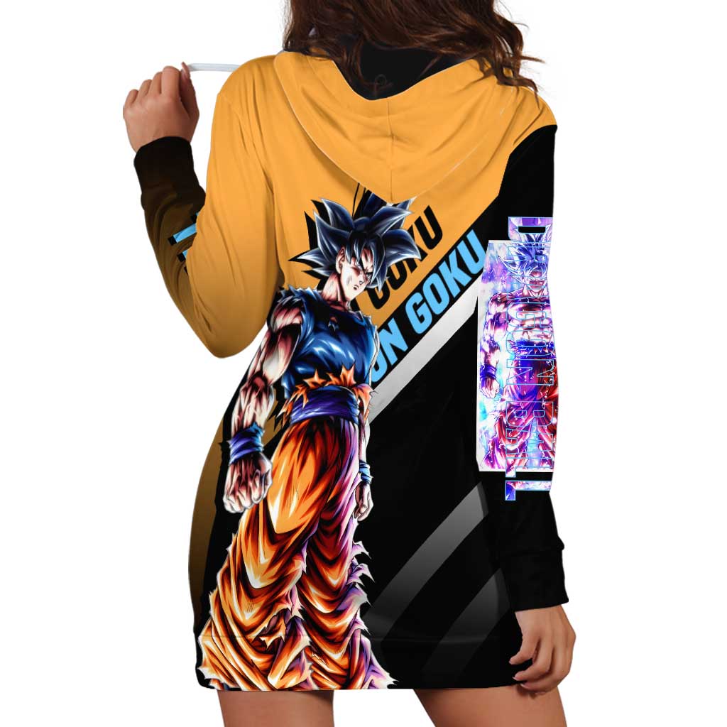 Son Goku Dragon Ball Hoodie Dress with Orange Gi and Power-Up Pose Design - The Mazicc