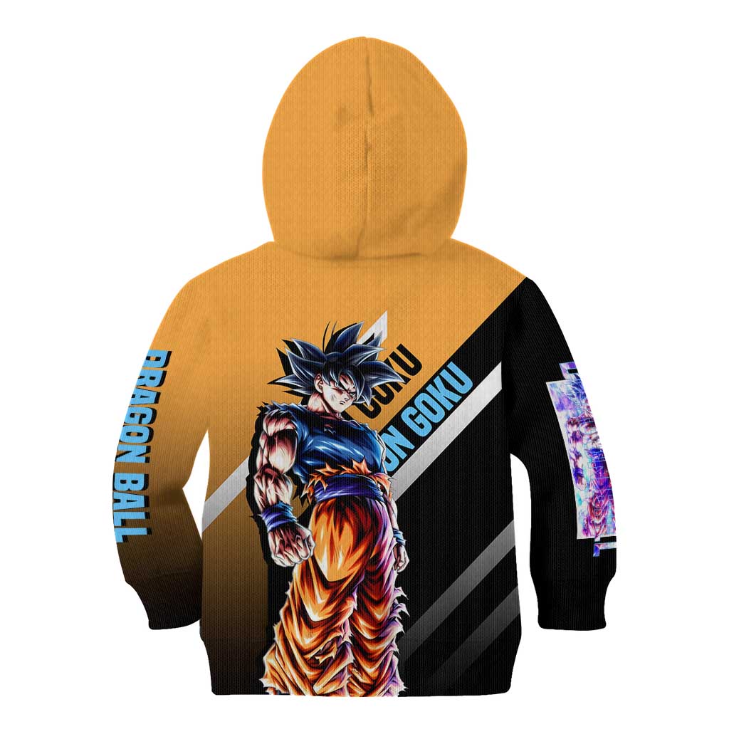 Son Goku Dragon Ball Kid Hoodie with Orange Gi and Power-Up Pose Design - The Mazicc