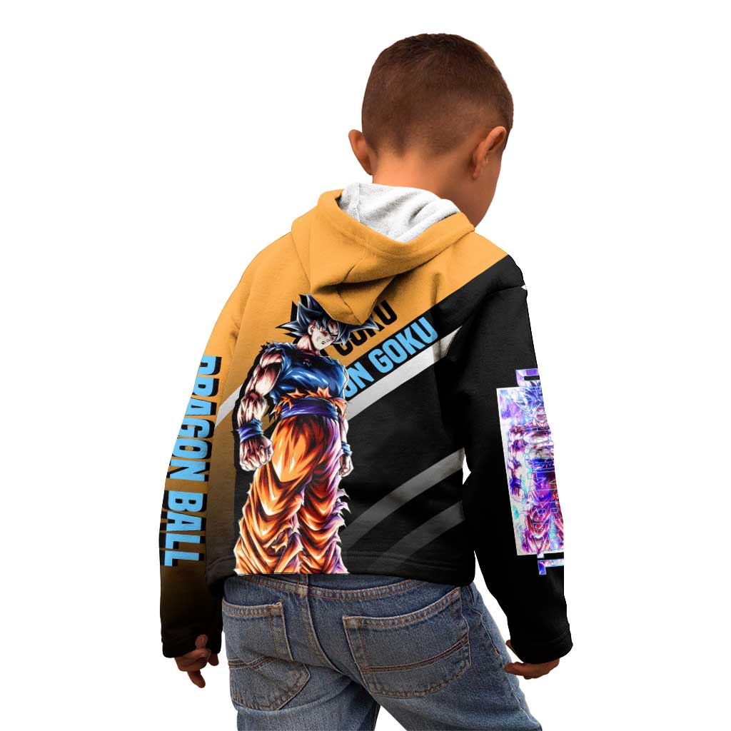 Son Goku Dragon Ball Kid Hoodie with Orange Gi and Power-Up Pose Design - The Mazicc