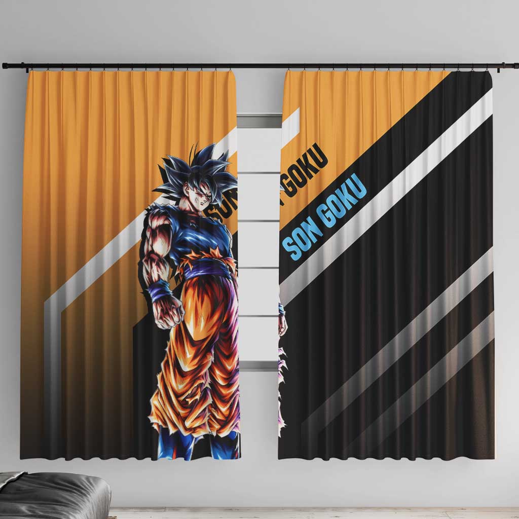 Son Goku Dragon Ball Window Curtain with Orange Gi and Power-Up Pose Design - The Mazicc