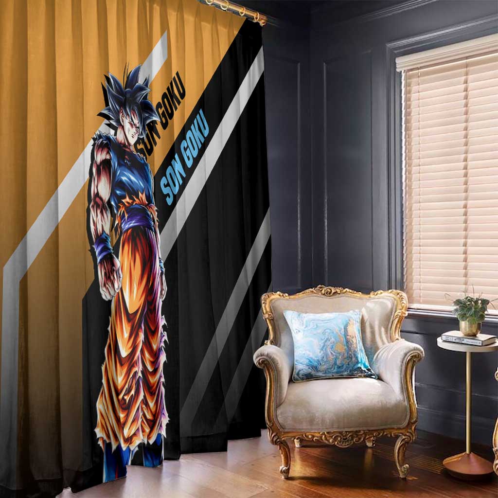 Son Goku Dragon Ball Window Curtain with Orange Gi and Power-Up Pose Design - The Mazicc