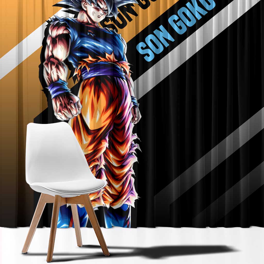 Son Goku Dragon Ball Window Curtain with Orange Gi and Power-Up Pose Design - The Mazicc