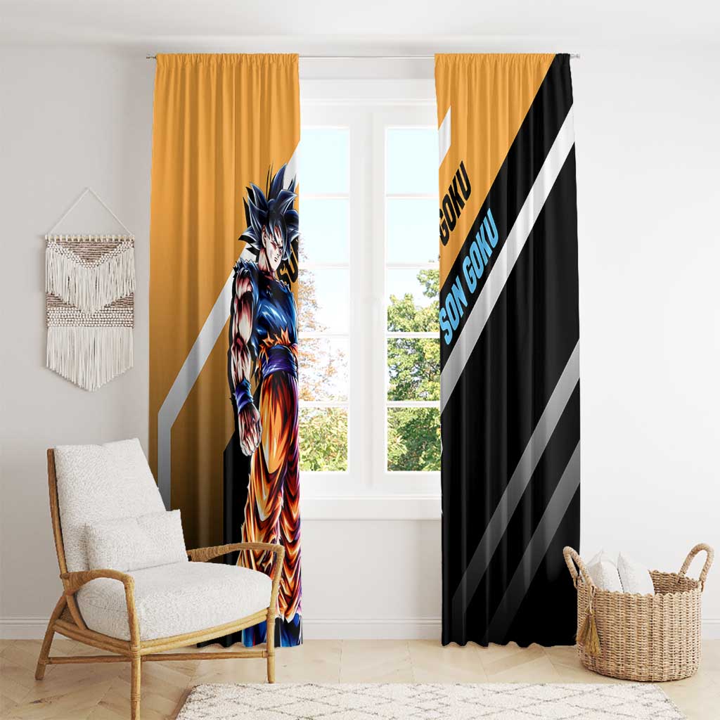 Son Goku Dragon Ball Window Curtain with Orange Gi and Power-Up Pose Design - The Mazicc