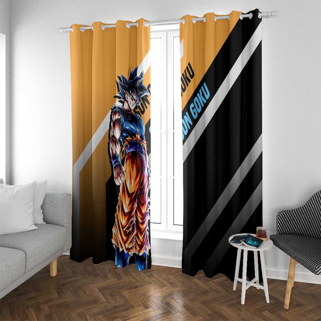 Son Goku Dragon Ball Window Curtain with Orange Gi and Power-Up Pose Design - The Mazicc