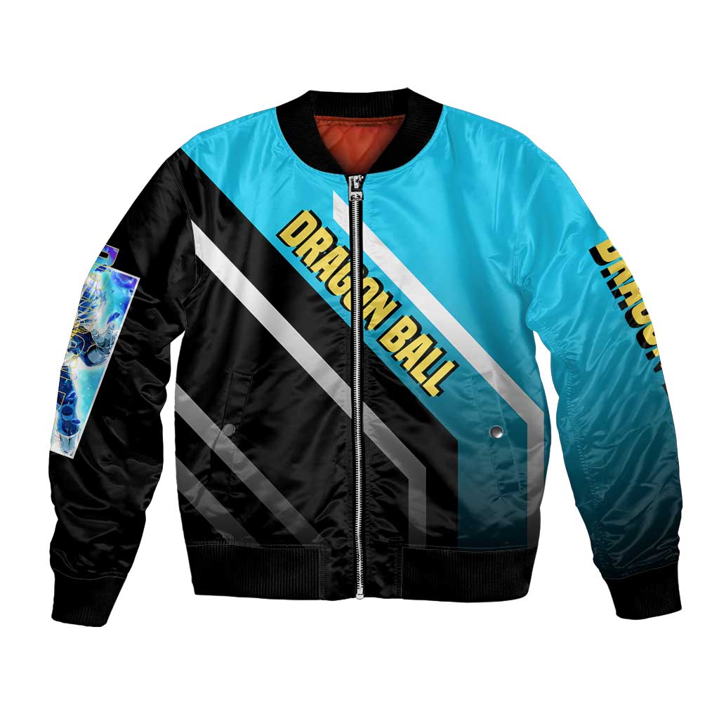 Vegeta Dragon Ball Bomber Jacket with Saiyan Armor and Fierce Battle Pose Design - The Mazicc