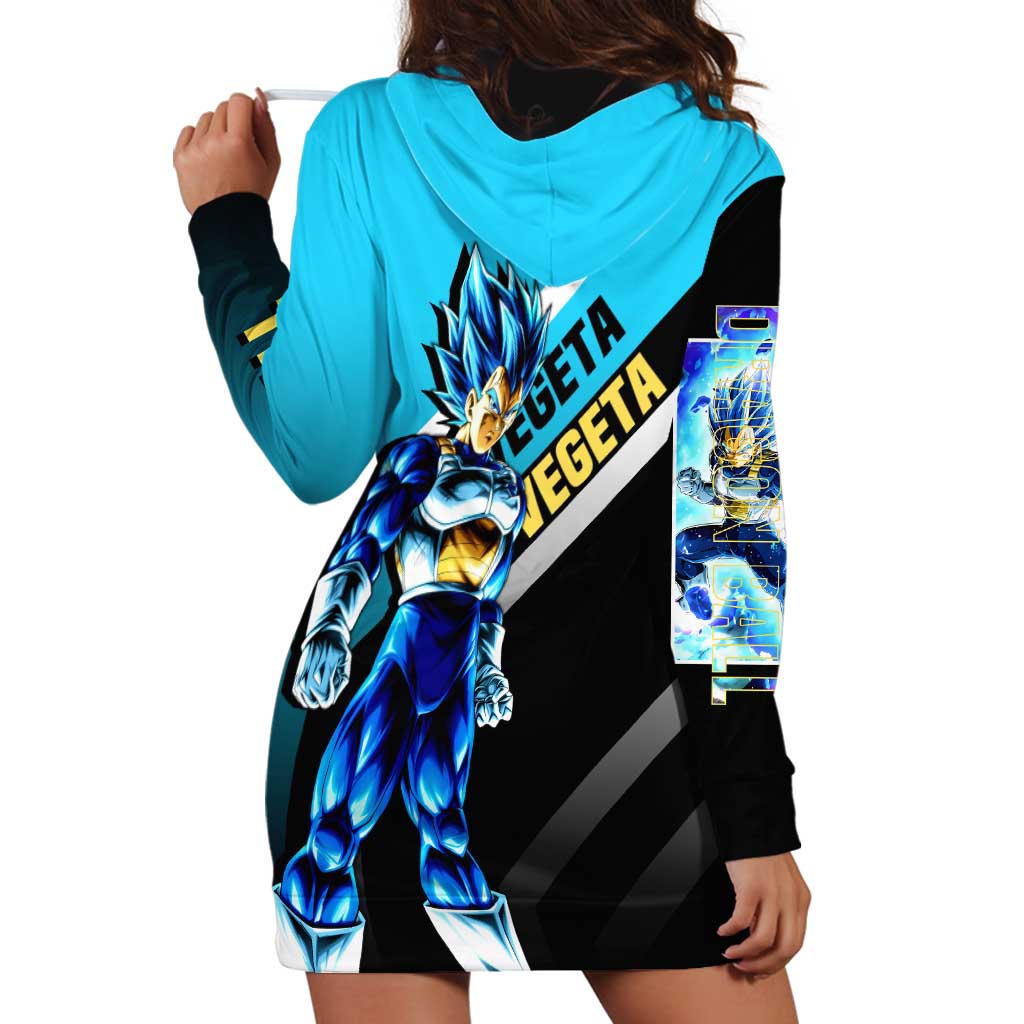 Vegeta Dragon Ball Hoodie Dress with Saiyan Armor and Fierce Battle Pose Design - The Mazicc