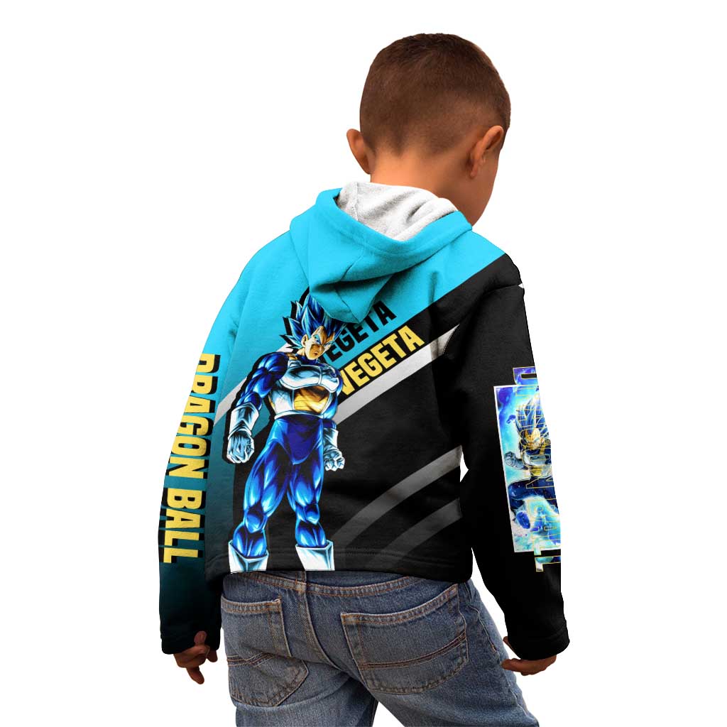 Vegeta Dragon Ball Kid Hoodie with Saiyan Armor and Fierce Battle Pose Design - The Mazicc