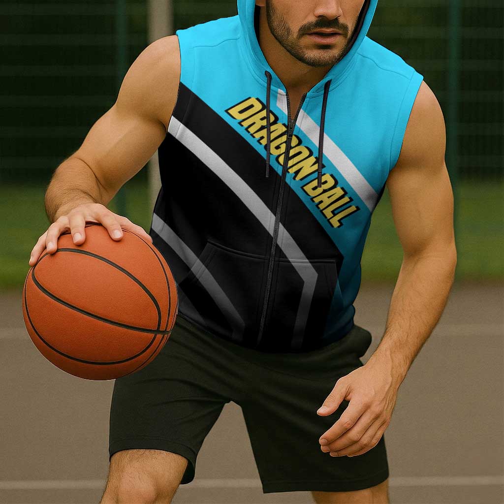 Vegeta Dragon Ball Sleeveless Zip Hoodie with Saiyan Armor and Fierce Battle Pose Design - The Mazicc