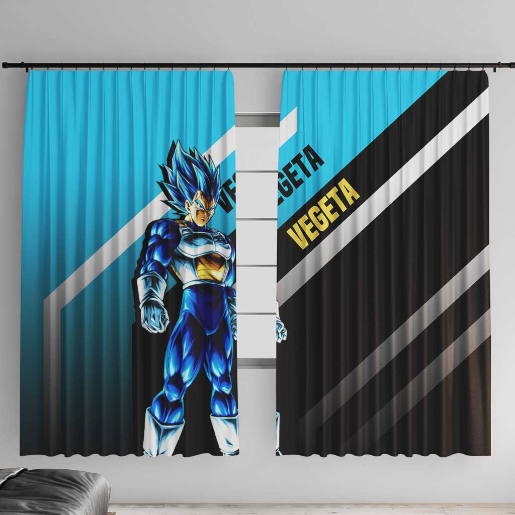 Vegeta Dragon Ball Window Curtain with Saiyan Armor and Fierce Battle Pose Design - The Mazicc