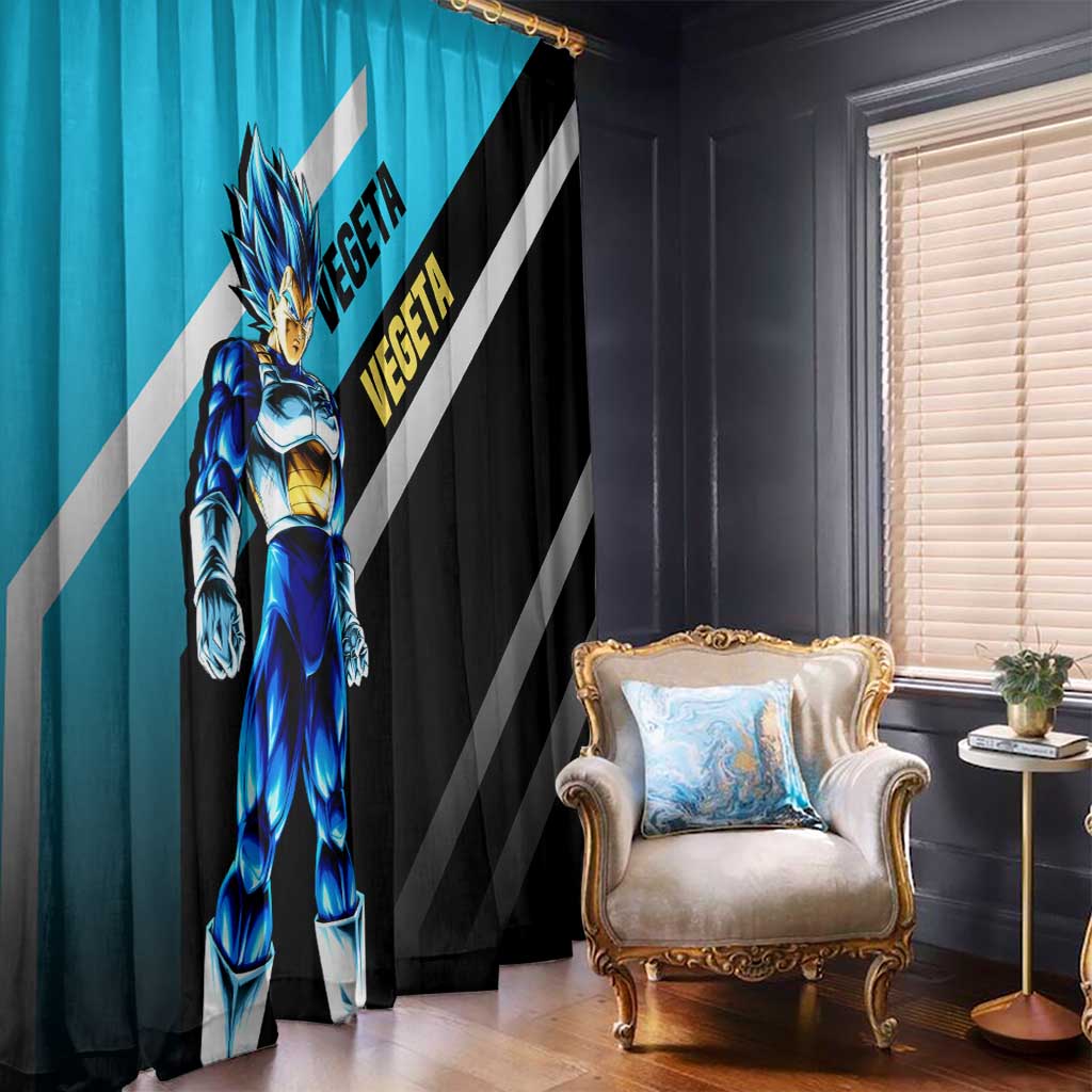 Vegeta Dragon Ball Window Curtain with Saiyan Armor and Fierce Battle Pose Design - The Mazicc