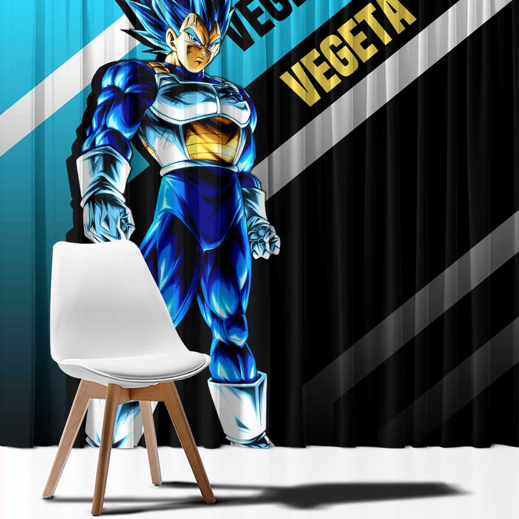 Vegeta Dragon Ball Window Curtain with Saiyan Armor and Fierce Battle Pose Design - The Mazicc