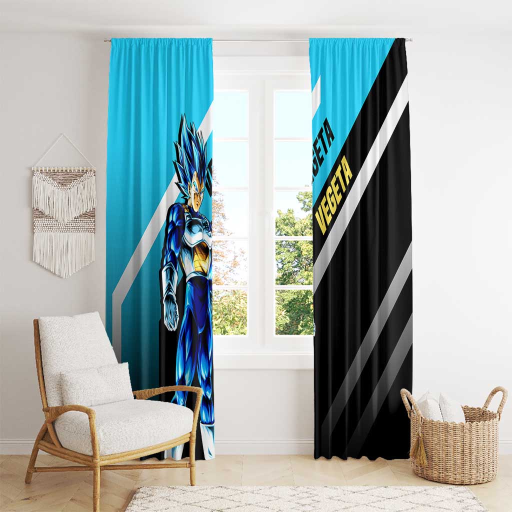 Vegeta Dragon Ball Window Curtain with Saiyan Armor and Fierce Battle Pose Design - The Mazicc