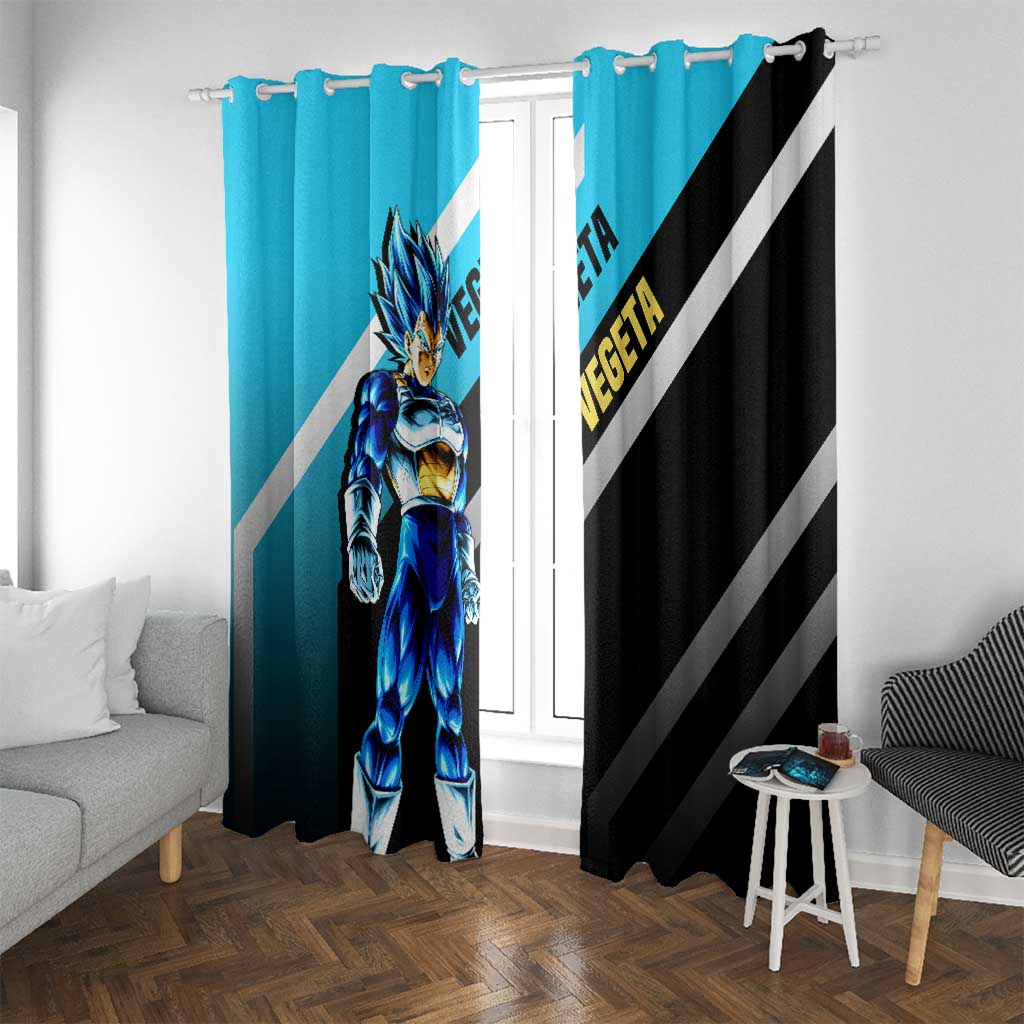 Vegeta Dragon Ball Window Curtain with Saiyan Armor and Fierce Battle Pose Design - The Mazicc