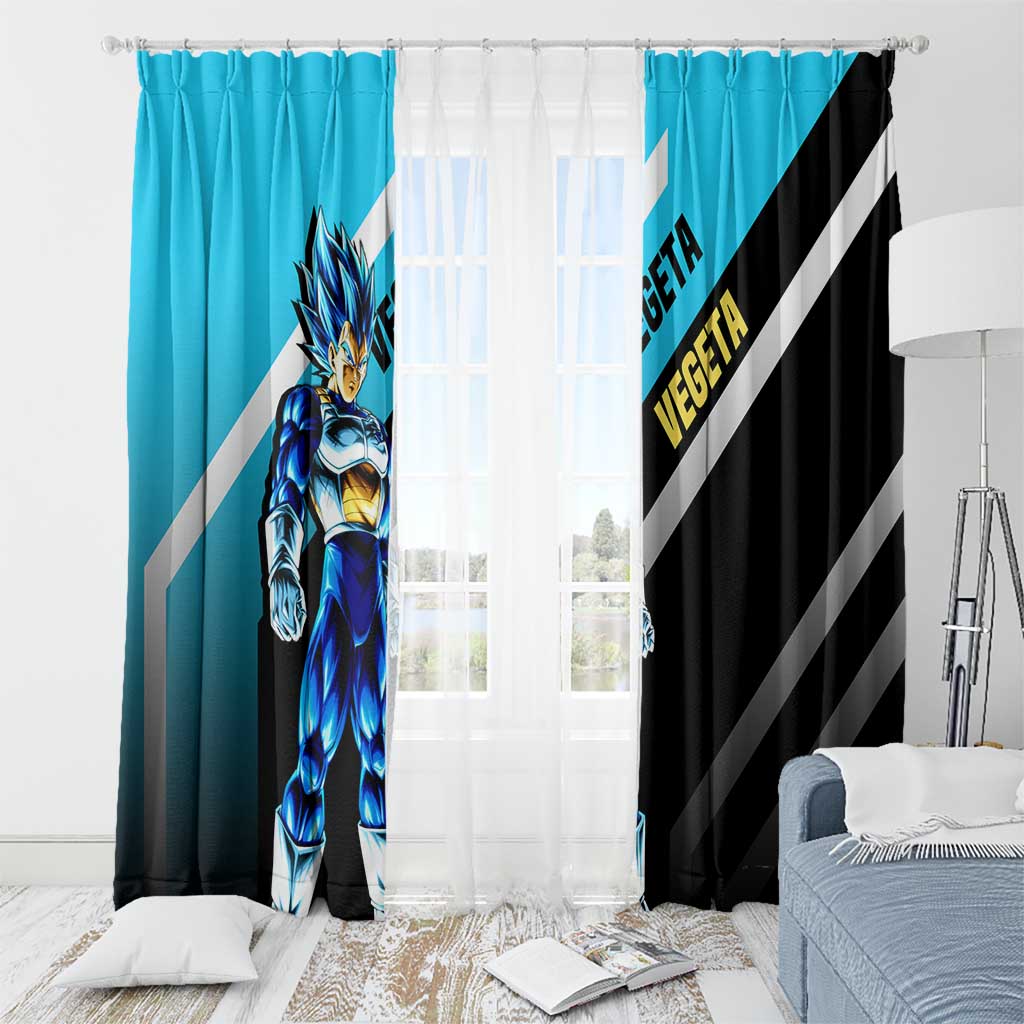 Vegeta Dragon Ball Window Curtain with Saiyan Armor and Fierce Battle Pose Design - The Mazicc