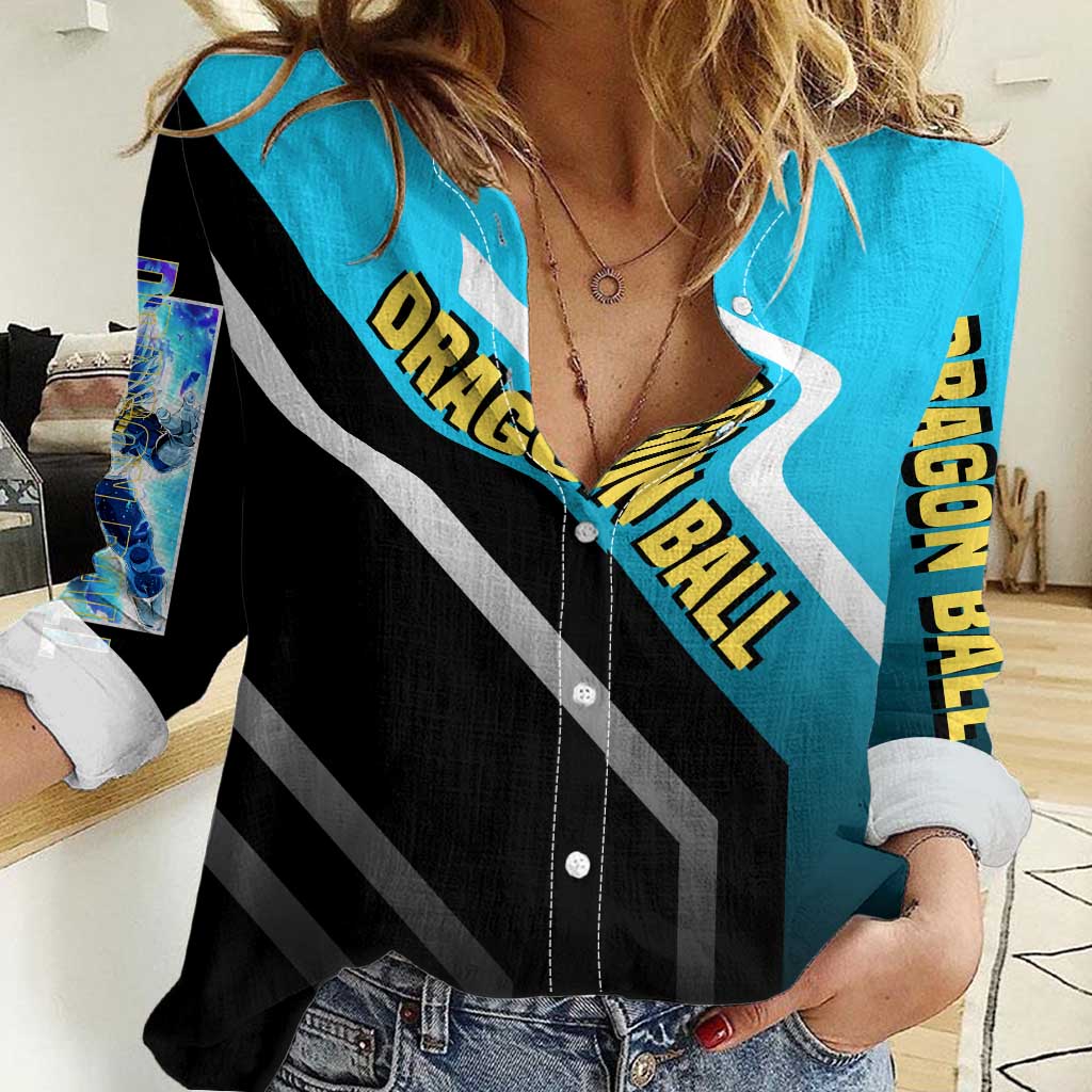 Vegeta Dragon Ball Women Casual Shirt with Saiyan Armor and Fierce Battle Pose Design - The Mazicc