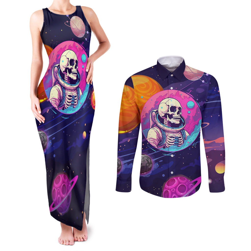 skull-couples-matching-tank-maxi-dress-and-long-sleeve-button-shirts-i-love-you-in-every-universe-cosmic-abstract-art
