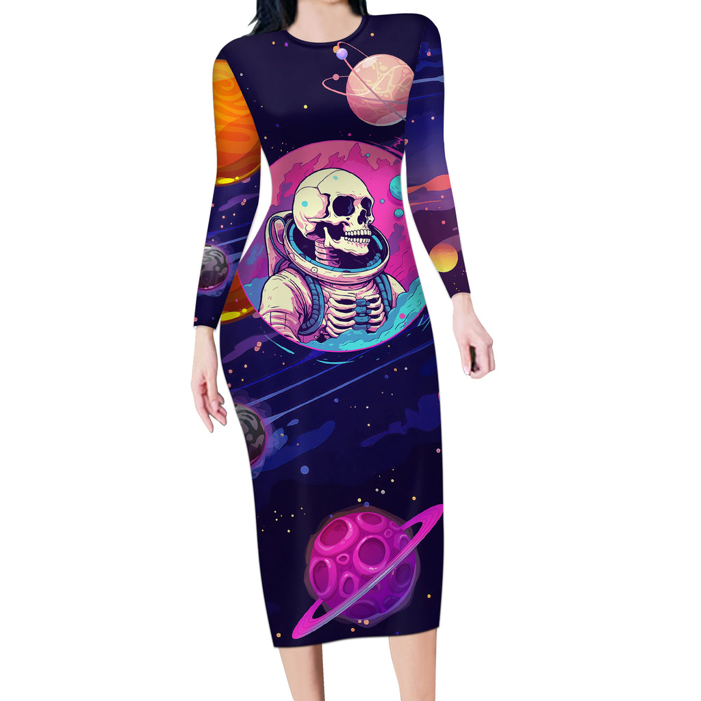 skull-long-sleeve-bodycon-dress-i-love-you-in-every-universe-cosmic-abstract-art