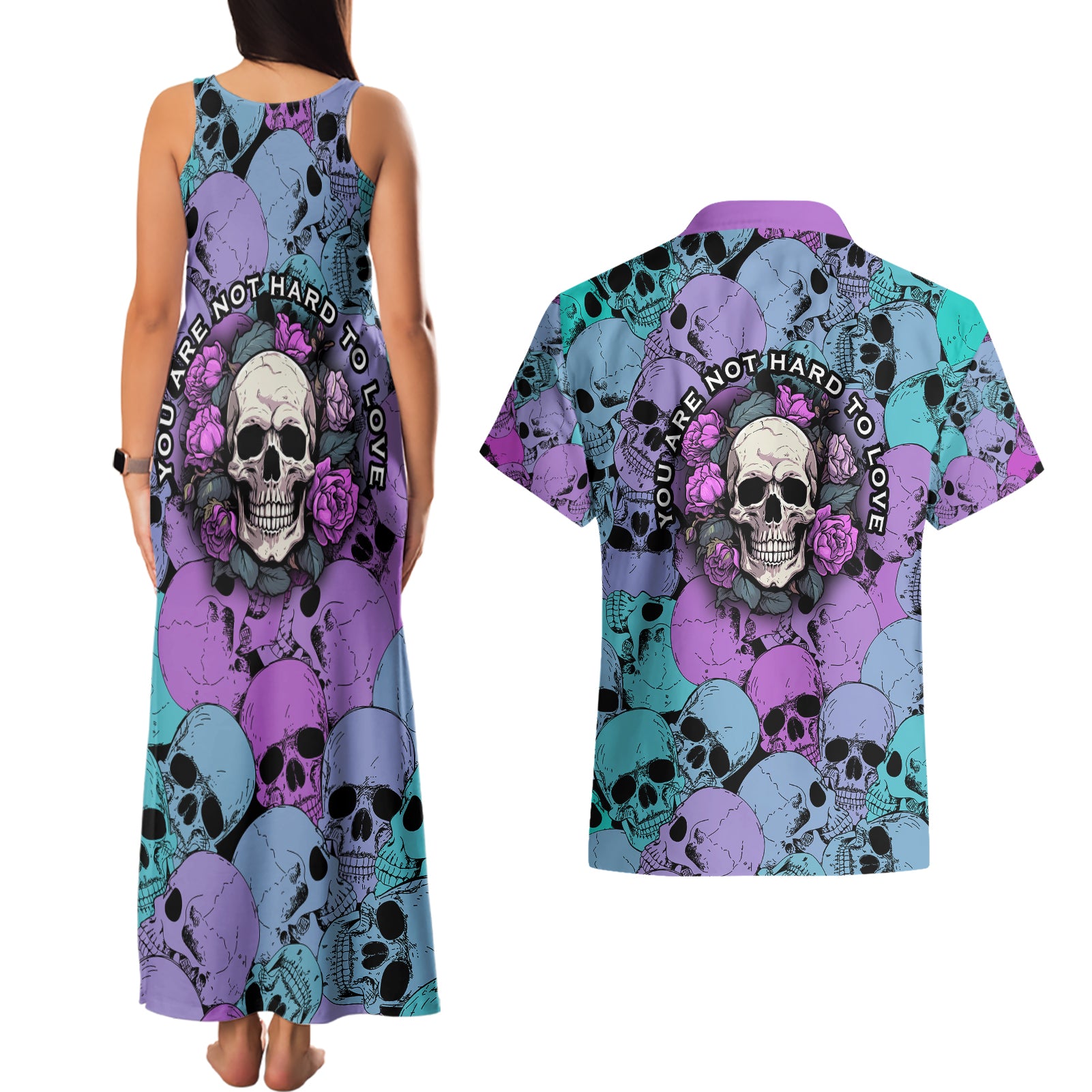 skull-pattern-couples-matching-tank-maxi-dress-and-hawaiian-shirt-your-are-not-hard-to-love