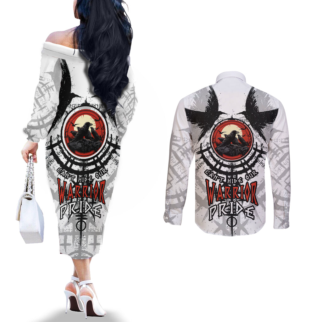 viking-ravens-couples-matching-off-the-shoulder-long-sleeve-dress-and-long-sleeve-button-shirts-cant-hide-our-warrior-pride