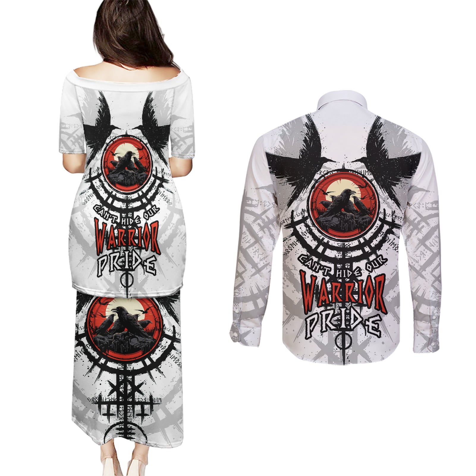 viking-ravens-couples-matching-puletasi-dress-and-long-sleeve-button-shirts-cant-hide-our-warrior-pride