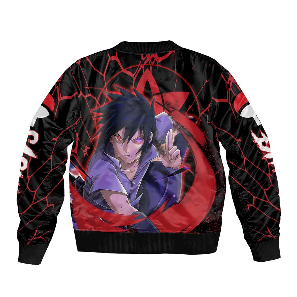 Trippy Sasuke Uchiha Naruto Bomber Jacket Anime Style