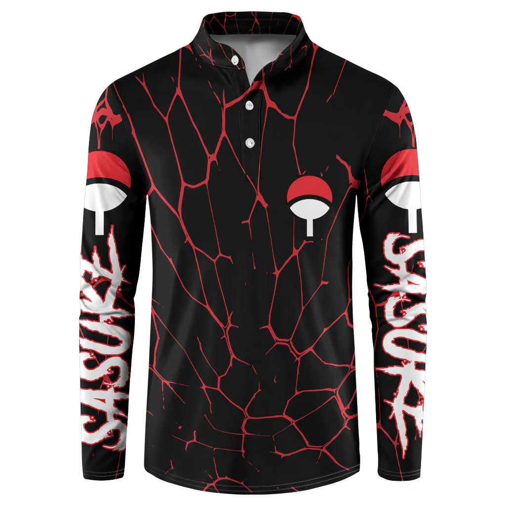 Trippy Sasuke Uchiha Naruto Button Sweatshirt Anime Style