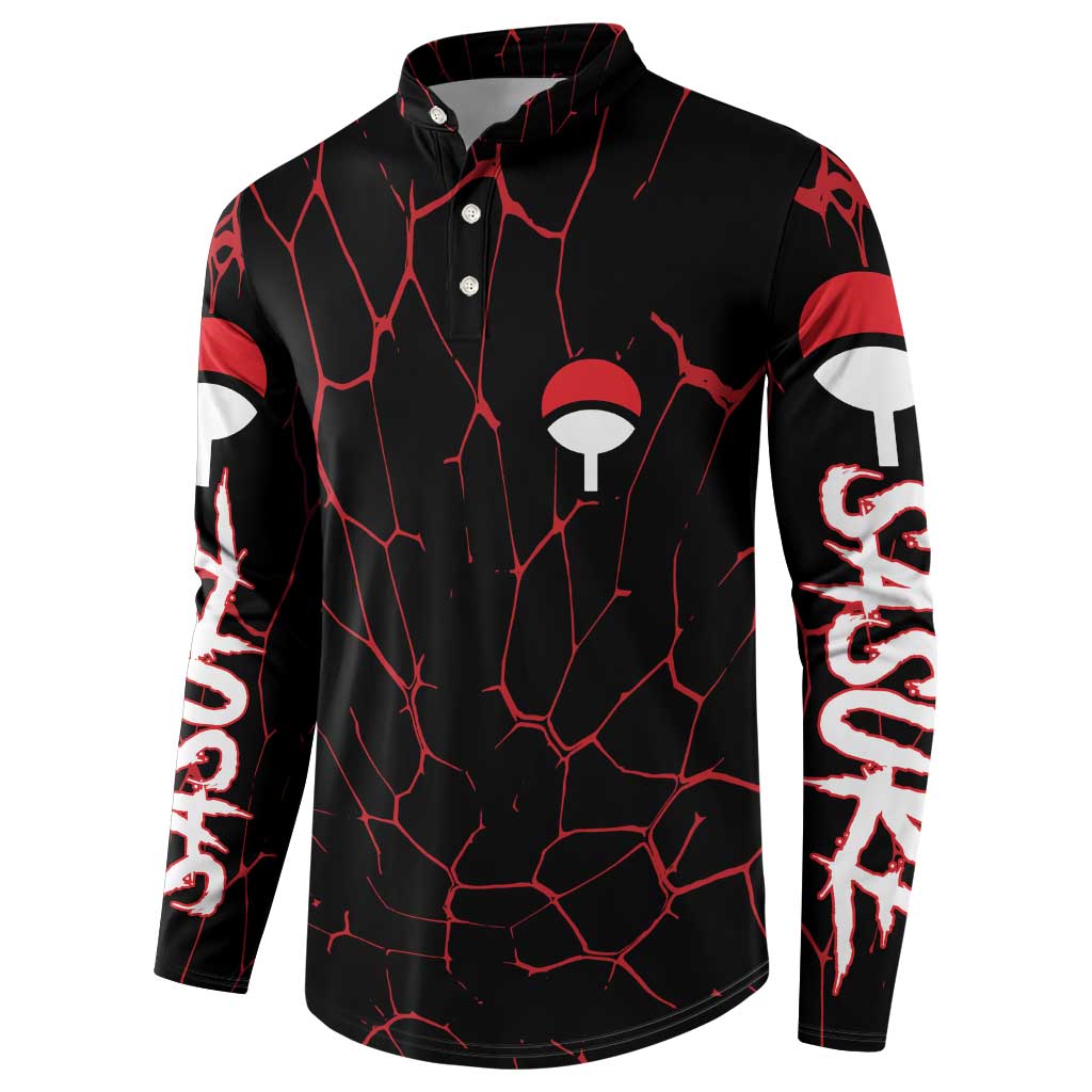 Trippy Sasuke Uchiha Naruto Button Sweatshirt Anime Style