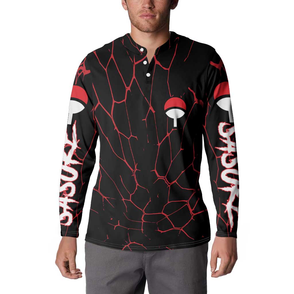 Trippy Sasuke Uchiha Naruto Button Sweatshirt Anime Style