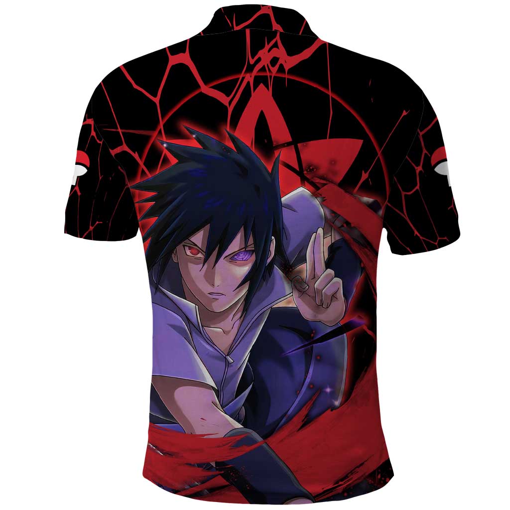 Trippy Sasuke Uchiha Naruto Polo Shirt Anime Style
