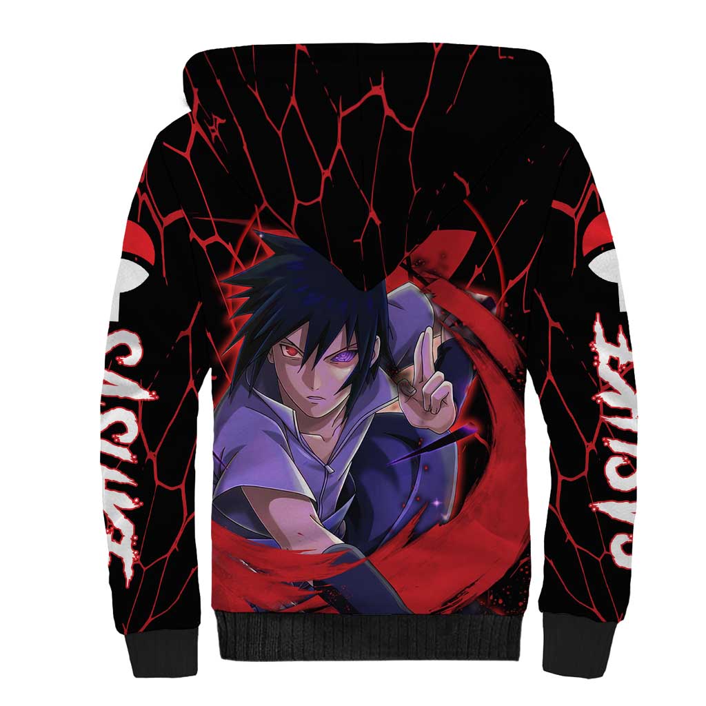 Trippy Sasuke Uchiha Naruto Sherpa Hoodie Anime Style